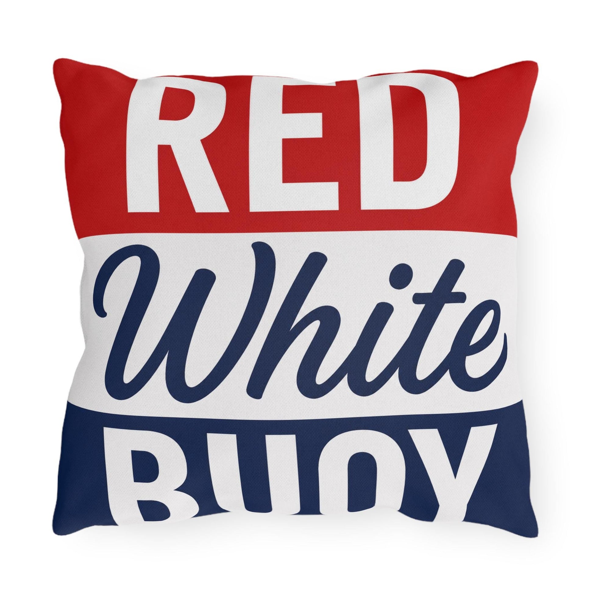 Red White Buoy Nautical Lake Decor Outdoor Pillows | Dock Marina Accent Pillow