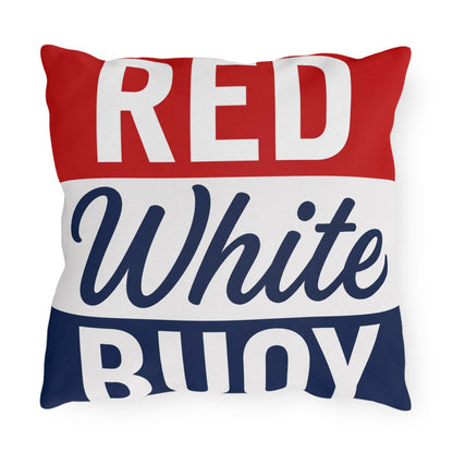 Red White Buoy Nautical Lake Decor Outdoor Pillows | Dock Marina Accent Pillow