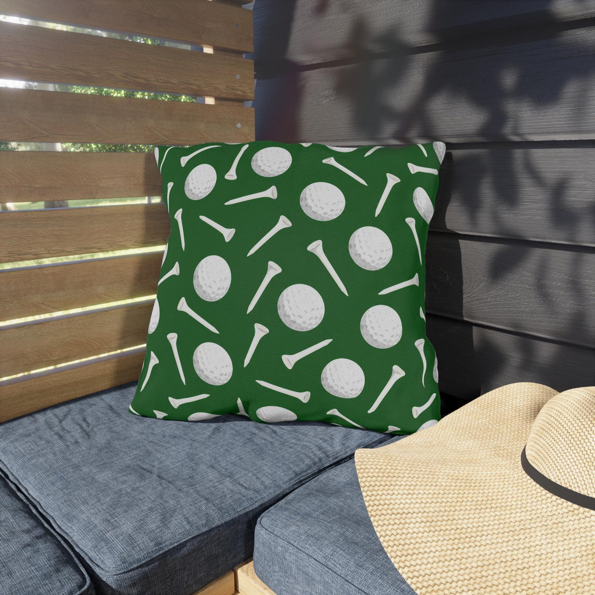 Golf Ball and Tee Outdoor Pillows | Golf Course Decor, Man Cave Accent