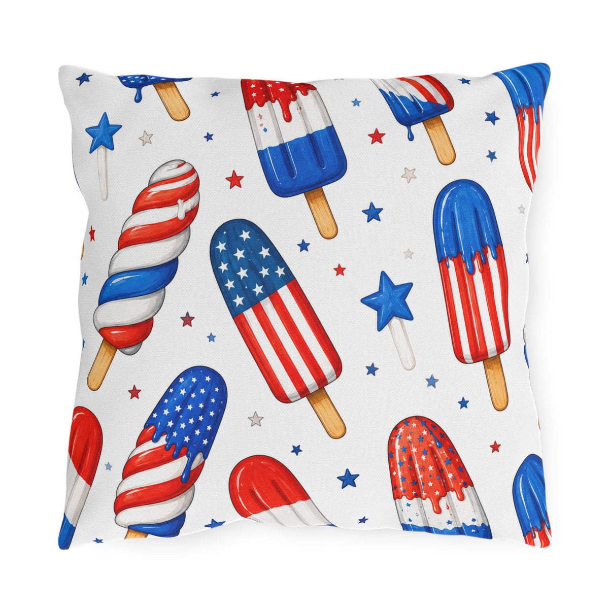 Patriotic Ice Pop Pillow Cover Outdoor Pillows | Fourth of July Red White Blue Porch Decor