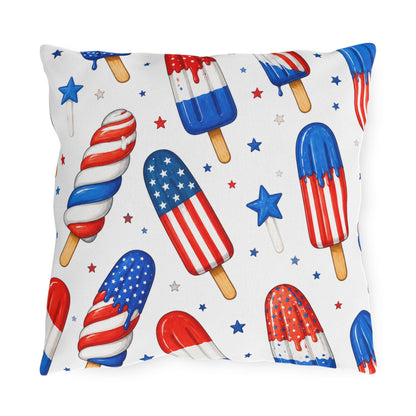 Patriotic Ice Pop Pillow Cover Outdoor Pillows | Fourth of July Red White Blue Porch Decor