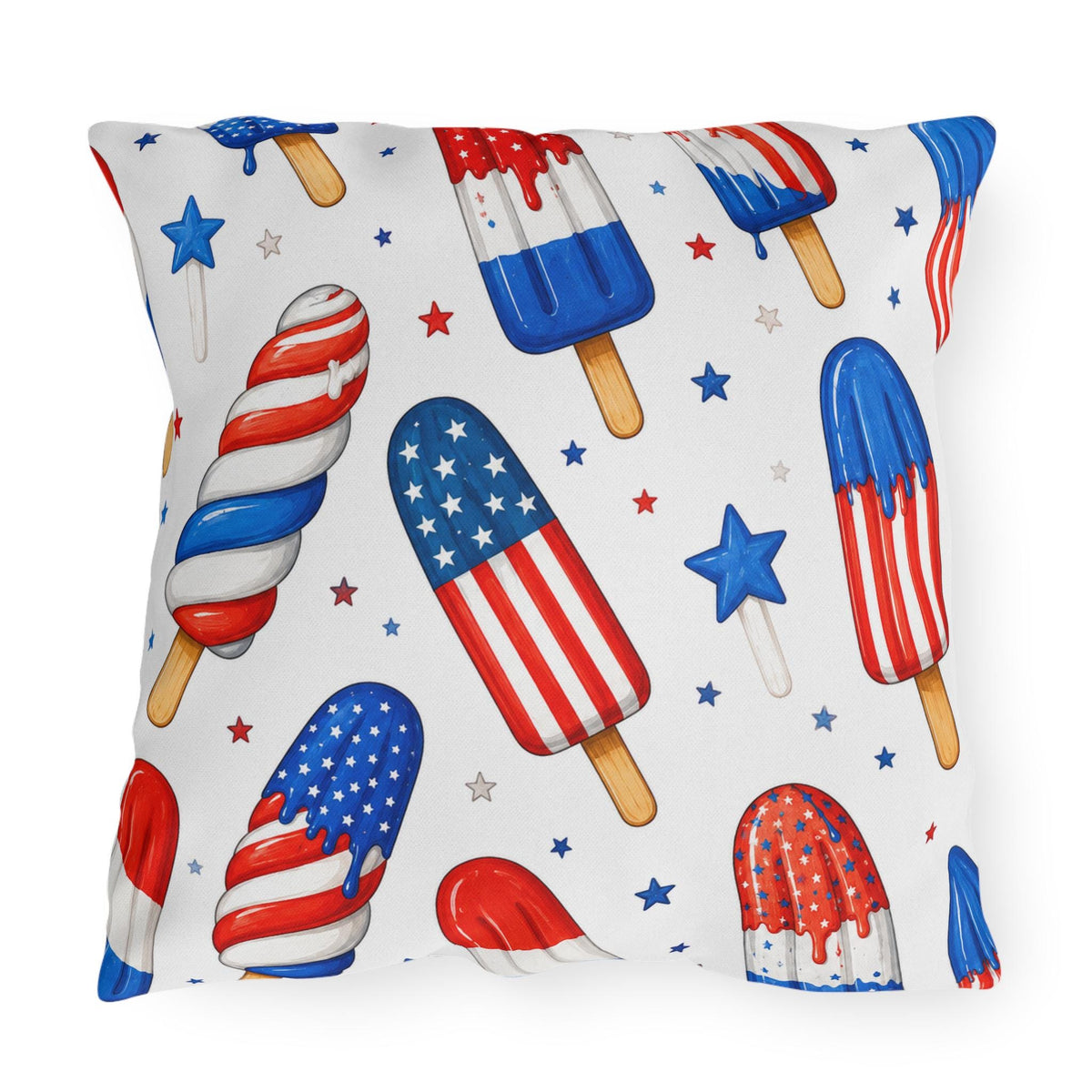 Patriotic Ice Pop Pillow Cover Outdoor Pillows | Fourth of July Red White Blue Porch Decor