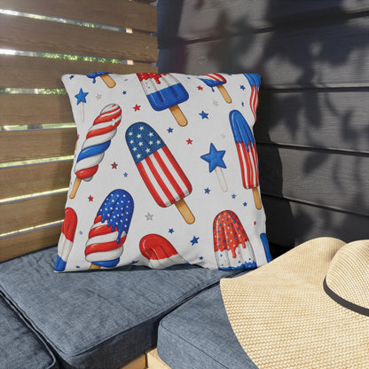 Patriotic Ice Pop Pillow Cover Outdoor Pillows | Fourth of July Red White Blue Porch Decor