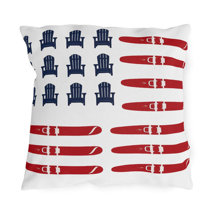 American Flag Lake Water Ski Adirondack Chair Pillow | Outdoor Pillows