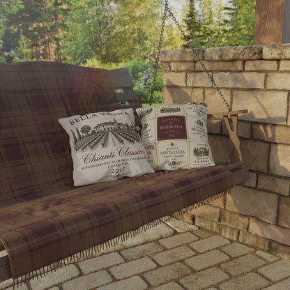 Reversible Wine Pillow Outdoor Pillows | Vineyard Throw Pillow, Tuscan French Country Decor