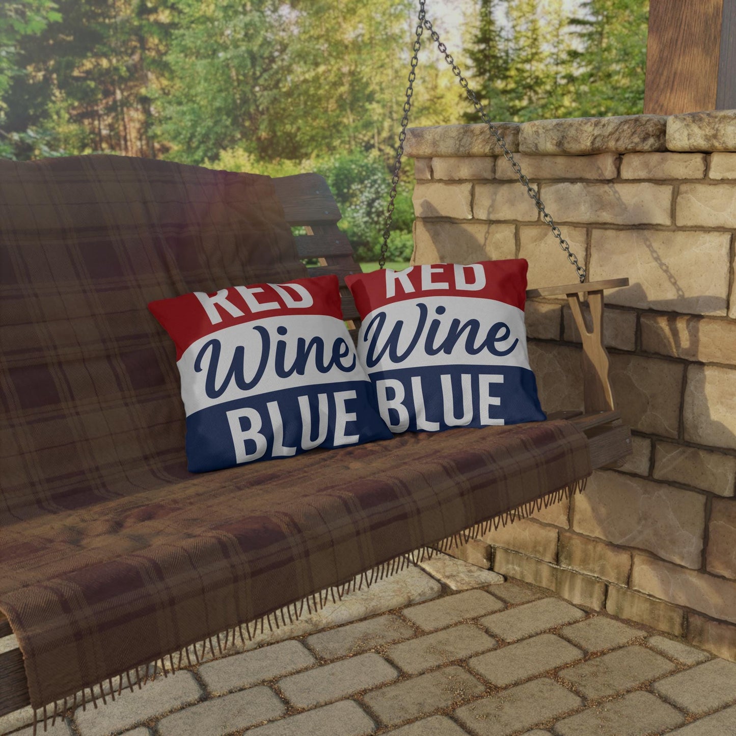 Red Wine & Blue Patriotic Pillows | 4th of July Americana Porch Pillow