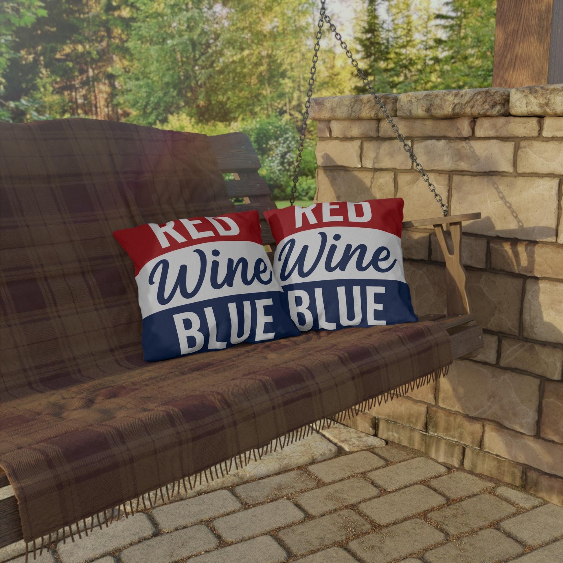 Red Wine & Blue Patriotic Pillows | 4th of July Americana Porch Pillow