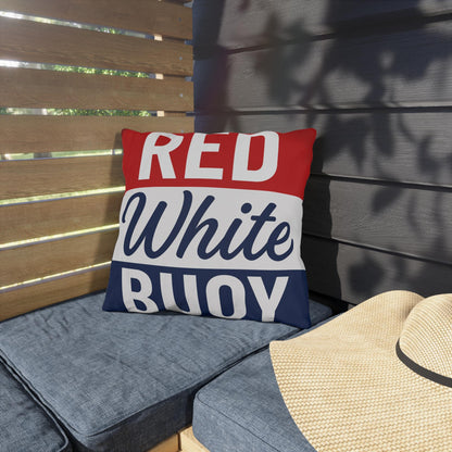 Red White Buoy Nautical Lake Decor Outdoor Pillows | Dock Marina Accent Pillow