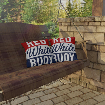 Red White Buoy Nautical Lake Decor Outdoor Pillows | Dock Marina Accent Pillow