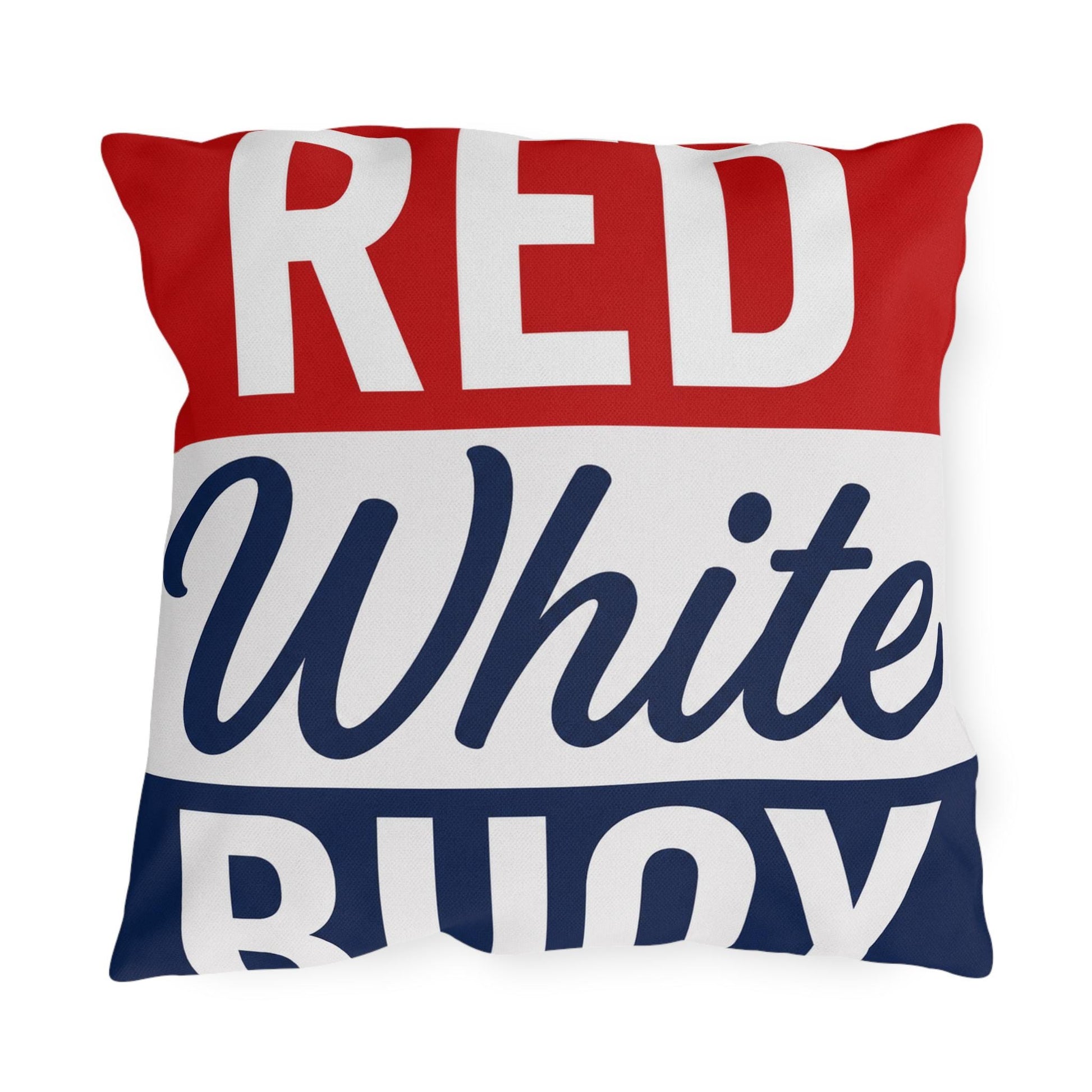 Red White Buoy Nautical Lake Decor Outdoor Pillows | Dock Marina Accent Pillow