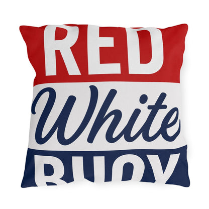 Red White Buoy Nautical Lake Decor Outdoor Pillows | Dock Marina Accent Pillow