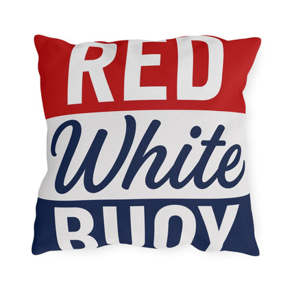 Red White Buoy Nautical Lake Decor Outdoor Pillows | Dock Marina Accent Pillow