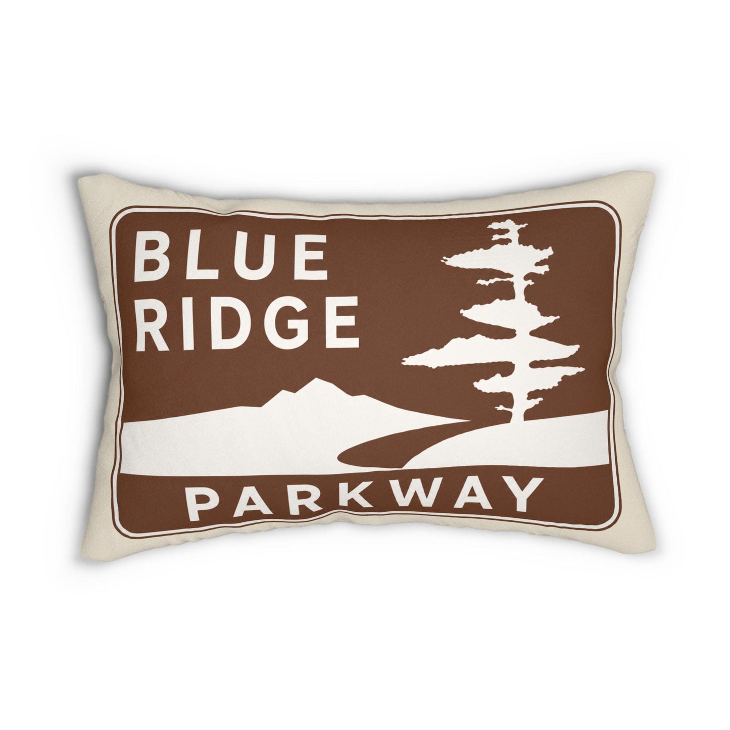 Blue Ridge Parkway Vintage National Park Sign Lumbar Pillow | Mountain Cabin Decor