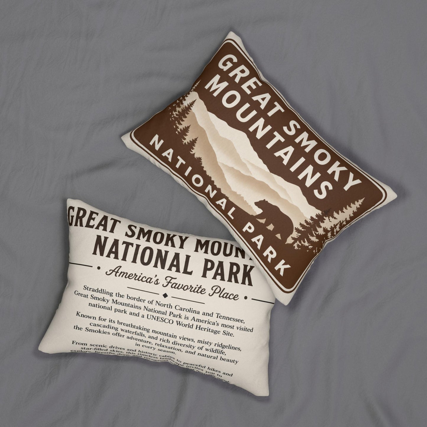 Great Smoky Mountains Vintage National Park Sign Lumbar Pillow