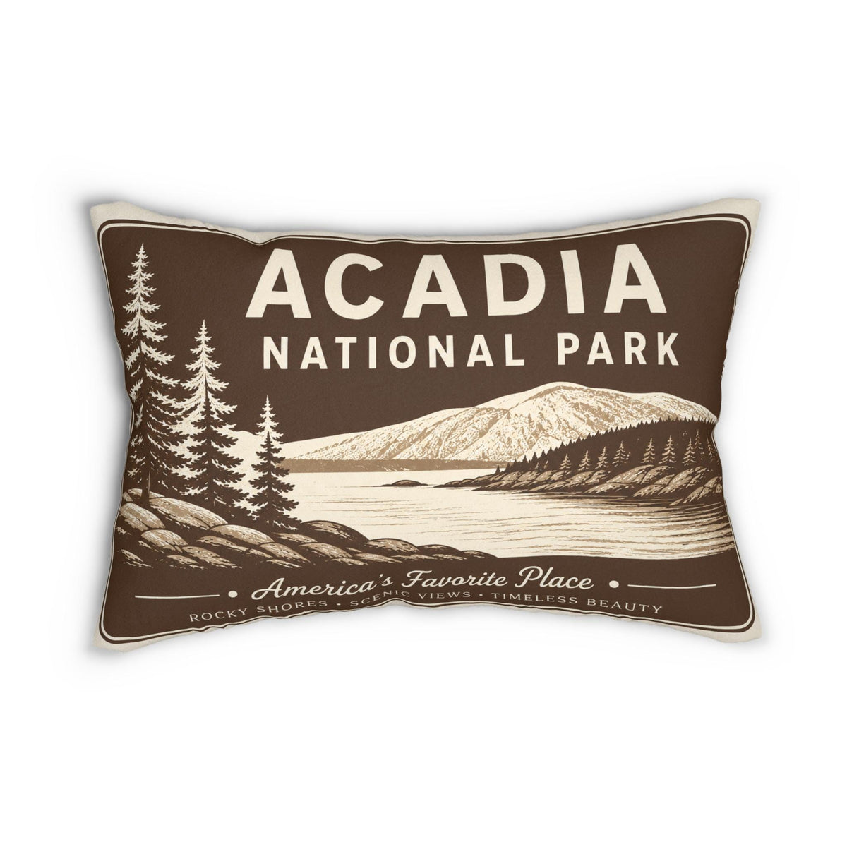 Acadia National Park Reversible Lumbar Pillow | 14x20 Maine Coastal Cabin Decor