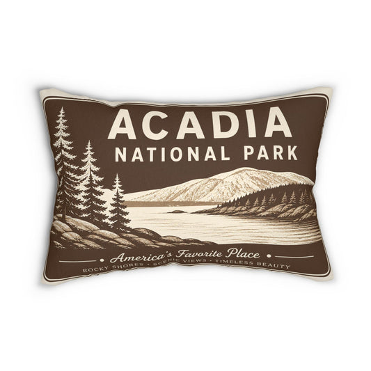 Acadia National Park Reversible Lumbar Pillow | 14x20 Maine Coastal Cabin Decor