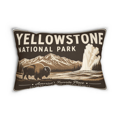 Yellowstone National Park Reversible 14x20 Lumbar Pillow | Vintage Park Sign, Rustic Cabin Lodge Decor