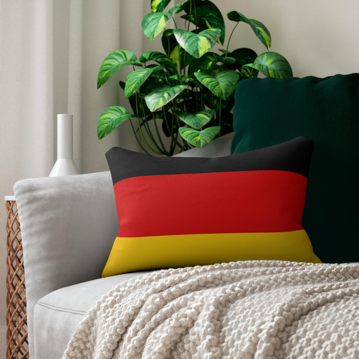 German Flag Lumbar Pillow | Black Red Gold Decorative Pillow