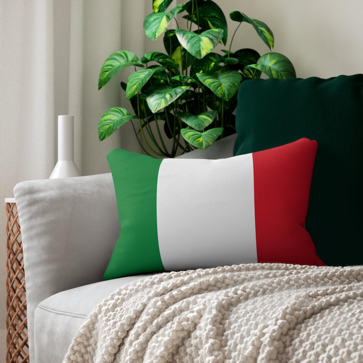 Italian Flag Lumbar Pillow | Green White Red Stripes