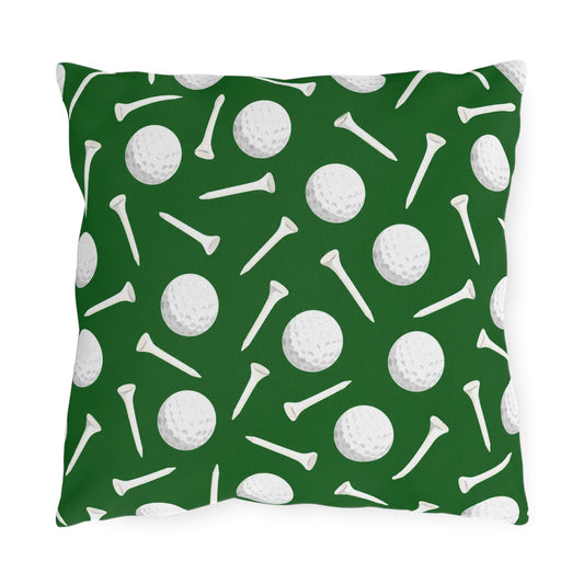 Golf Ball and Tee Outdoor Pillows | Golf Course Decor, Man Cave Accent