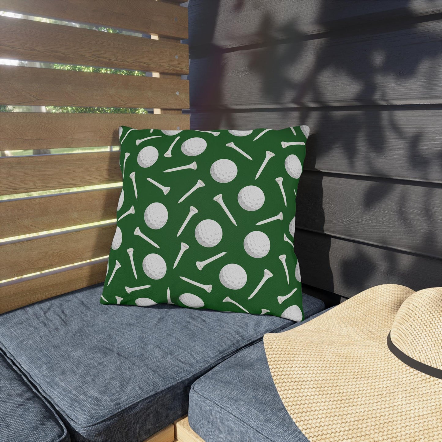 Golf Ball and Tee Outdoor Pillows | Golf Course Decor, Man Cave Accent