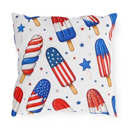 Patriotic Ice Pop Pillow Cover Outdoor Pillows | Fourth of July Red White Blue Porch Decor