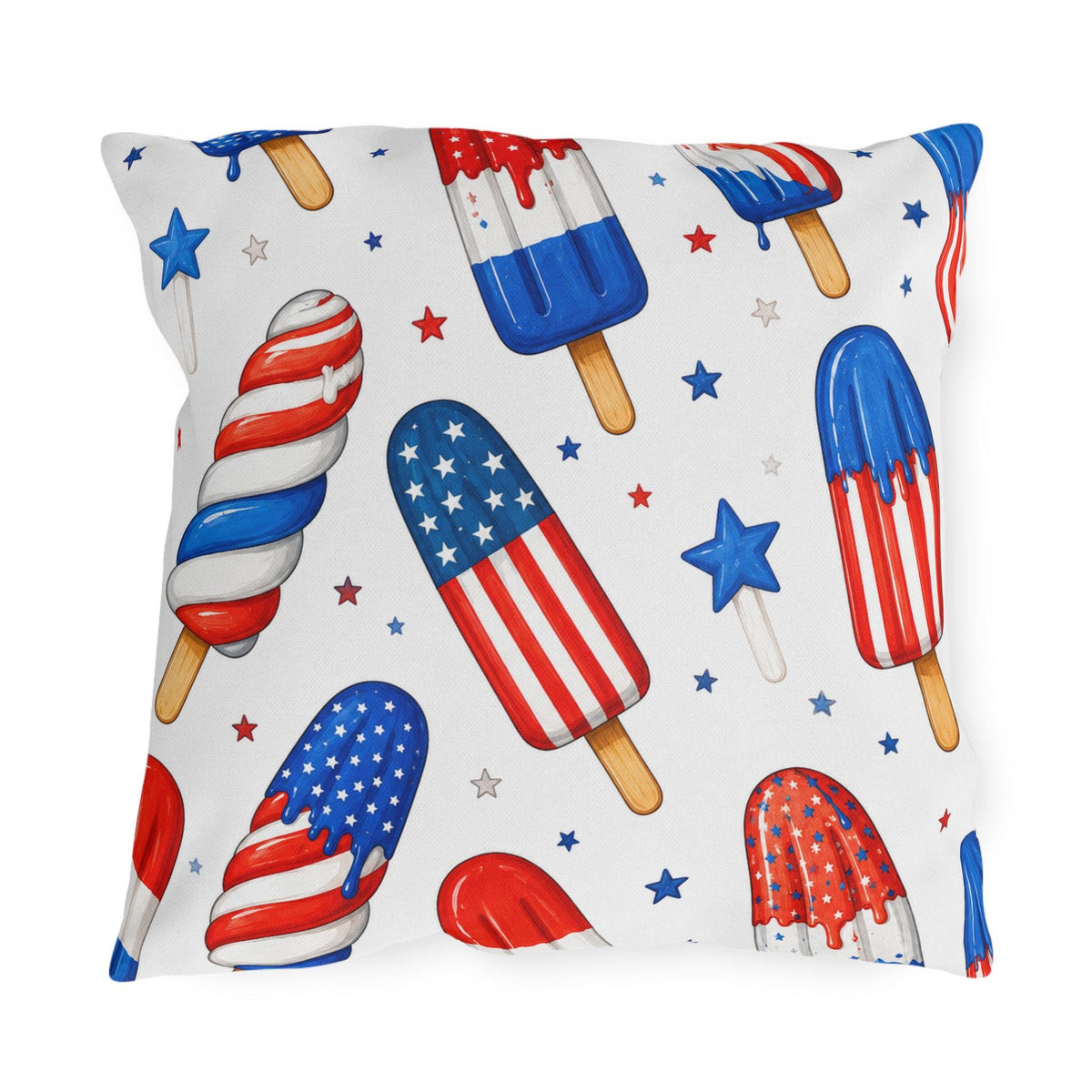 Patriotic Ice Pop Pillow Cover Outdoor Pillows | Fourth of July Red White Blue Porch Decor