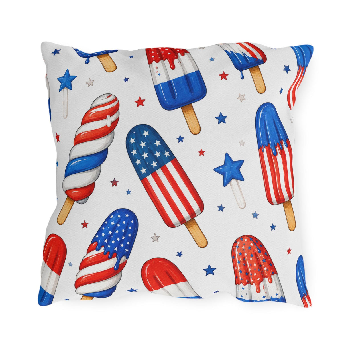 Patriotic Ice Pop Pillow Cover Outdoor Pillows | Fourth of July Red White Blue Porch Decor