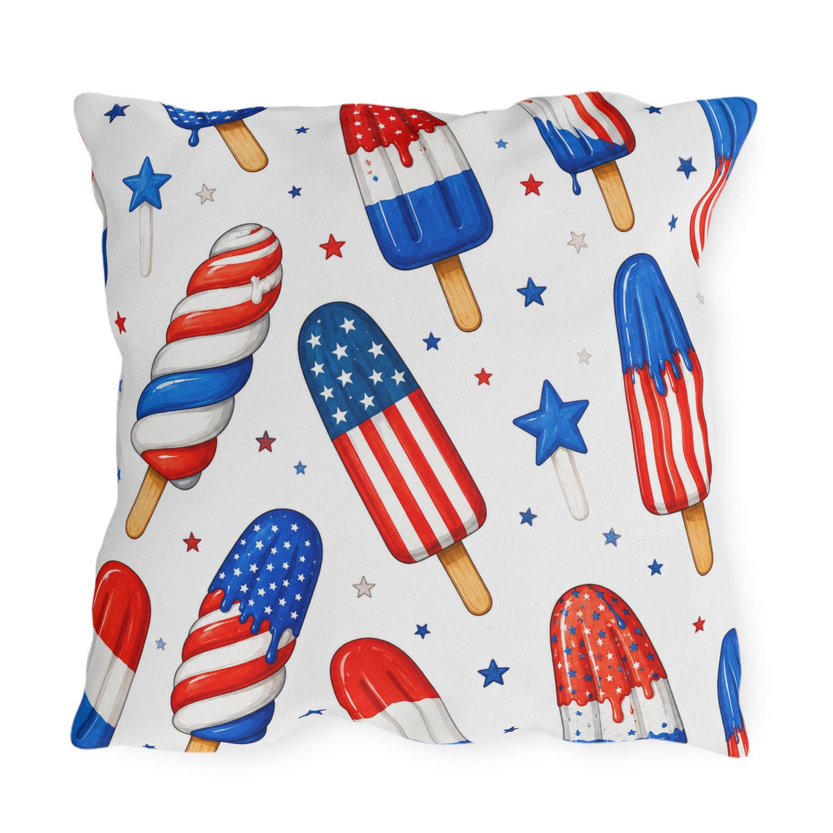 Patriotic Ice Pop Pillow Cover Outdoor Pillows | Fourth of July Red White Blue Porch Decor