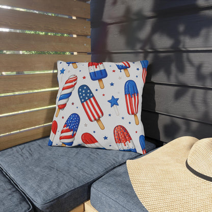 Patriotic Ice Pop Pillow Cover Outdoor Pillows | Fourth of July Red White Blue Porch Decor