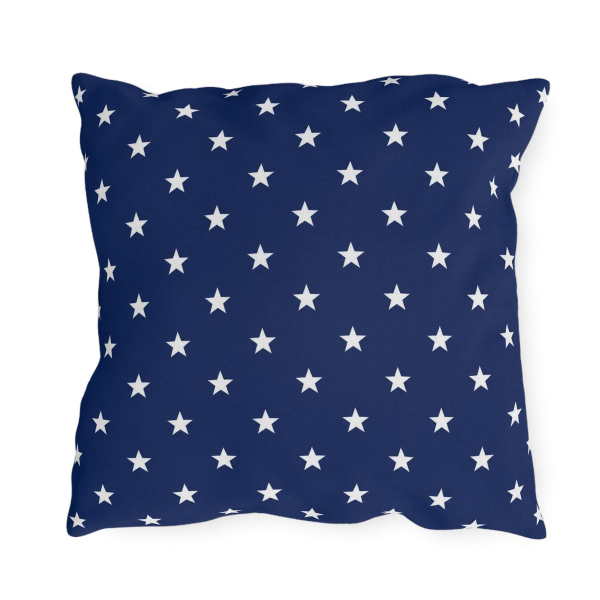 White Star Pattern Outdoor Pillow | Navy Blue Stars Patio Cushion