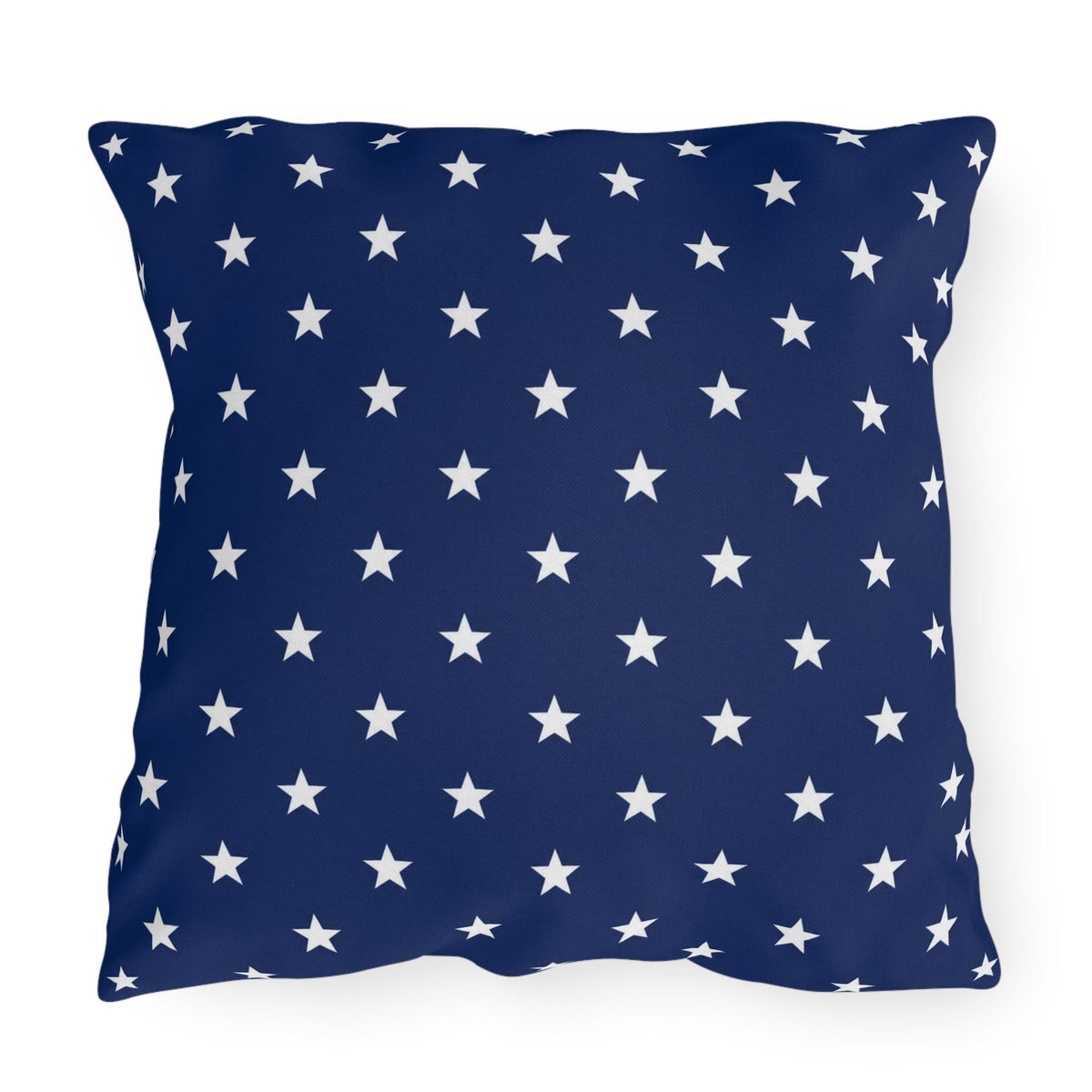 White Star Pattern Outdoor Pillow | Navy Blue Stars Patio Cushion