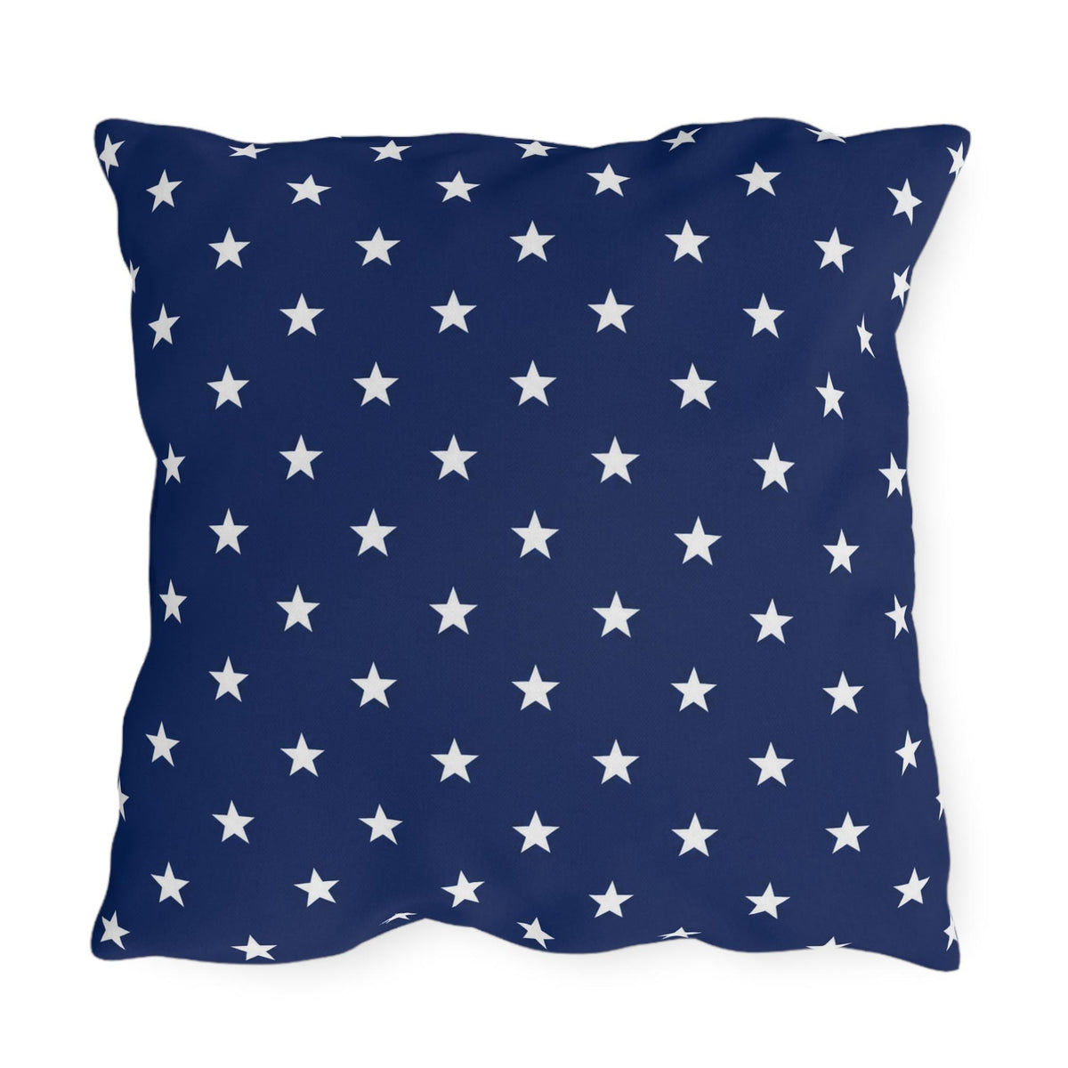 White Star Pattern Outdoor Pillow | Navy Blue Stars Patio Cushion