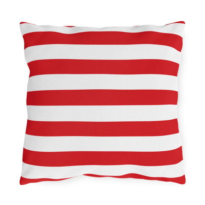 Red and White Striped Outdoor Pillows | Nautical Patio Cushion