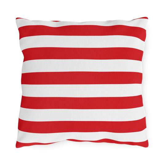 Red and White Striped Outdoor Pillows | Nautical Patio Cushion
