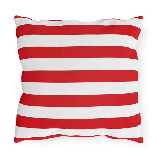 Red and White Striped Outdoor Pillows | Nautical Patio Cushion