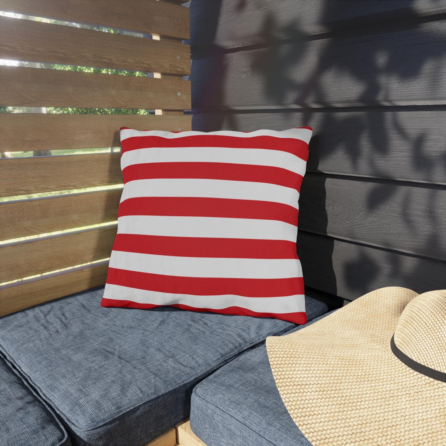 Red and White Striped Outdoor Pillows | Nautical Patio Cushion