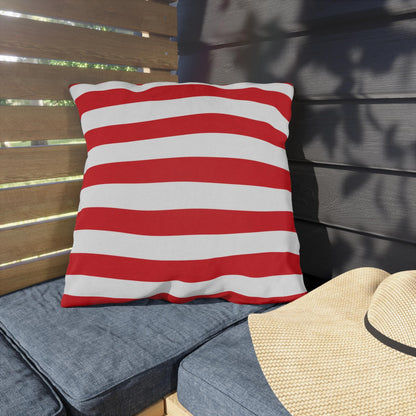 Red and White Striped Outdoor Pillows | Nautical Patio Cushion