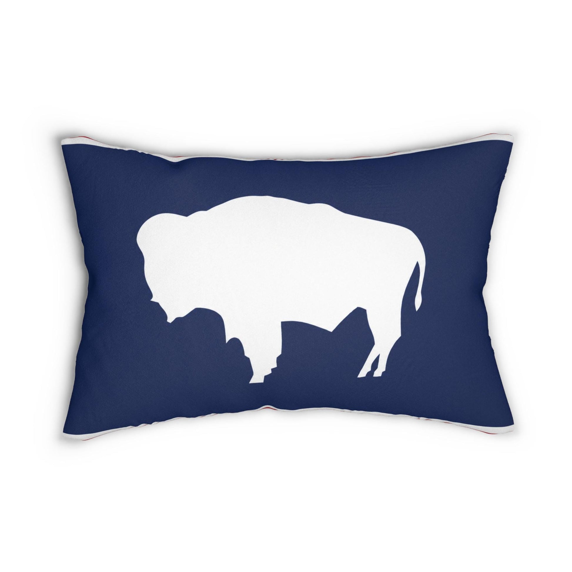 White Buffalo Silhouette Lumbar Pillow | Navy Accent Throw Pillow