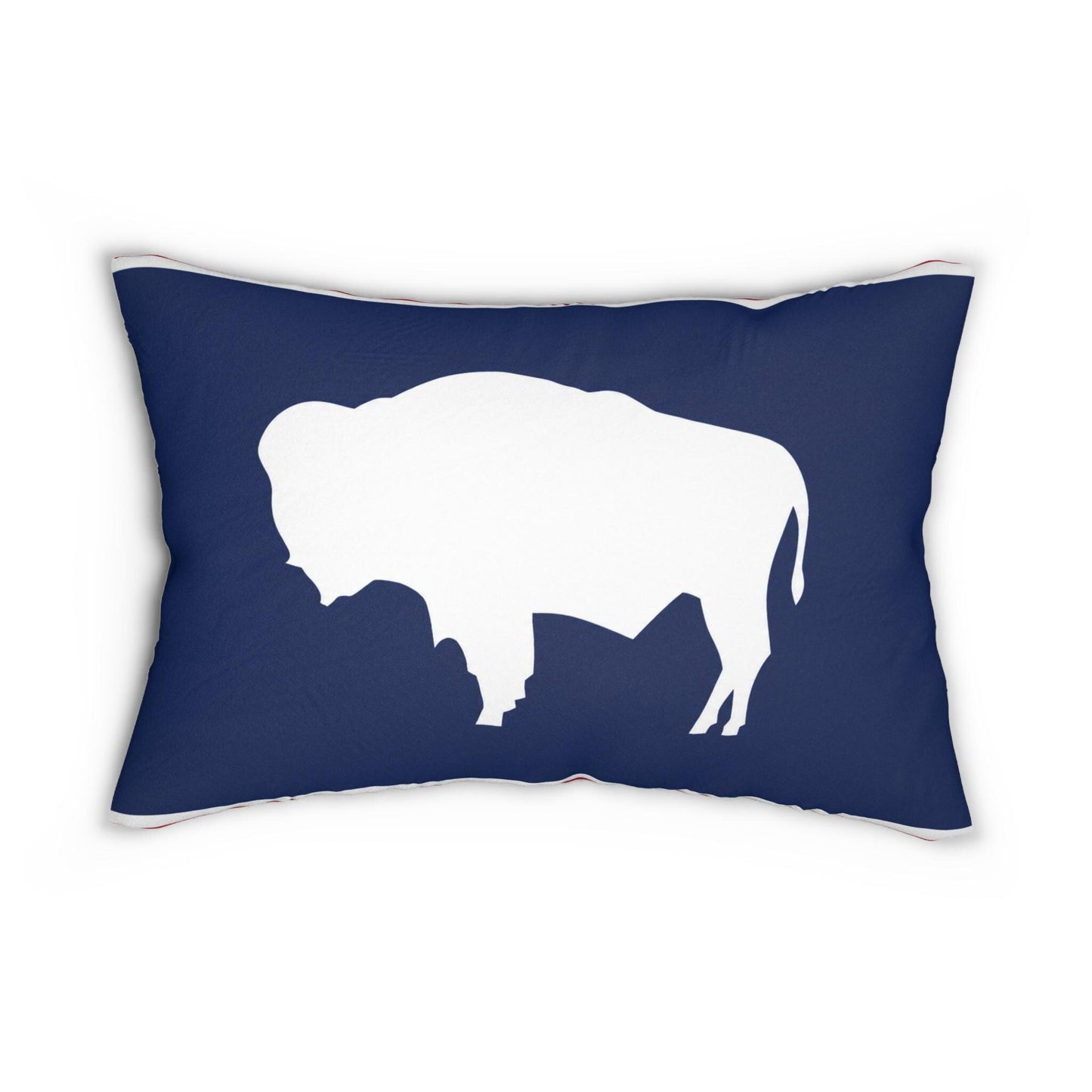 White Buffalo Silhouette Lumbar Pillow | Navy Accent Throw Pillow