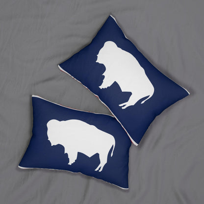 White Buffalo Silhouette Lumbar Pillow | Navy Accent Throw Pillow