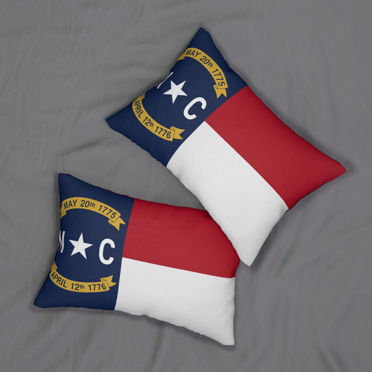 North Carolina Flag Lumbar Pillow | State Seal Red White Blue Home Decor
