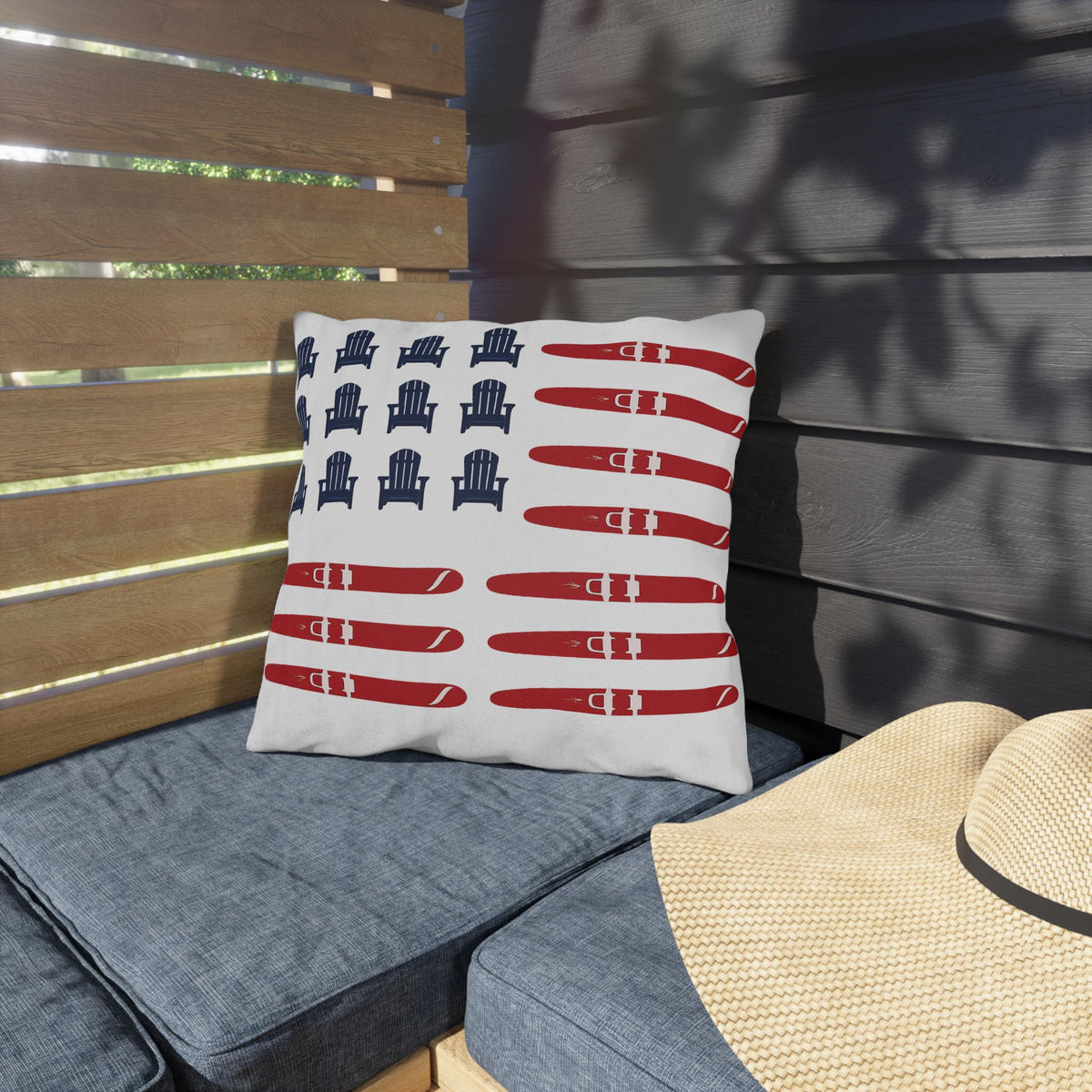 American Flag Lake Water Ski Adirondack Chair Pillow | Outdoor Pillows