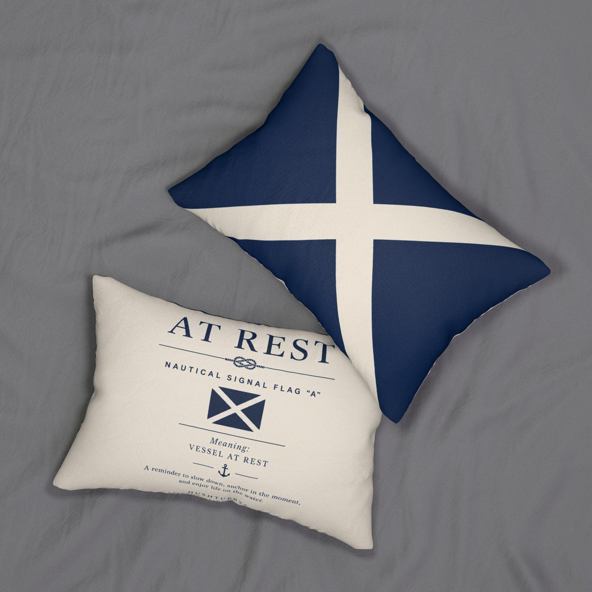 Nautical Signal Flag Design Lumbar Pillow | Reversible Coastal Throw Pillow