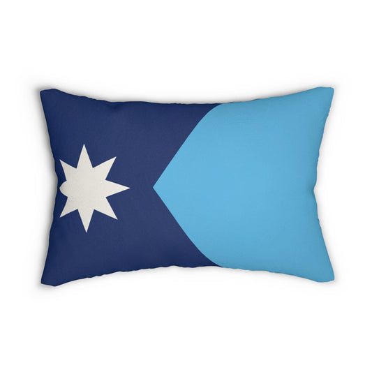 Minnesota State Flag Nautical Star Lumbar Pillow | Coastal Blue Accent