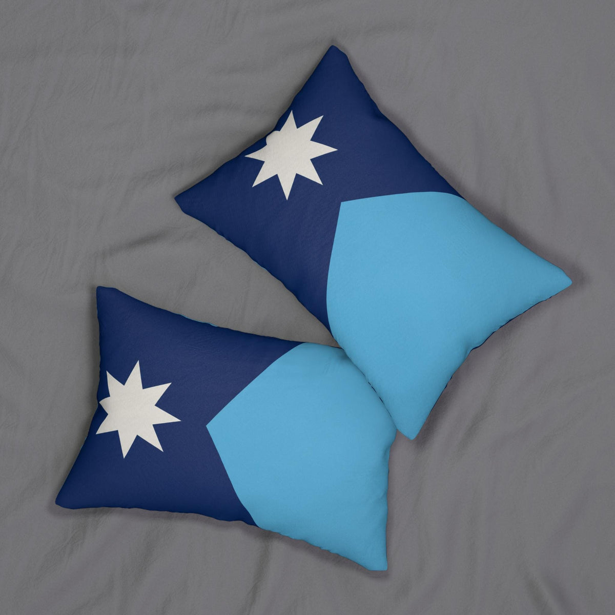 Minnesota State Flag Nautical Star Lumbar Pillow | Coastal Blue Accent