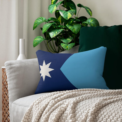 Minnesota State Flag Nautical Star Lumbar Pillow | Coastal Blue Accent