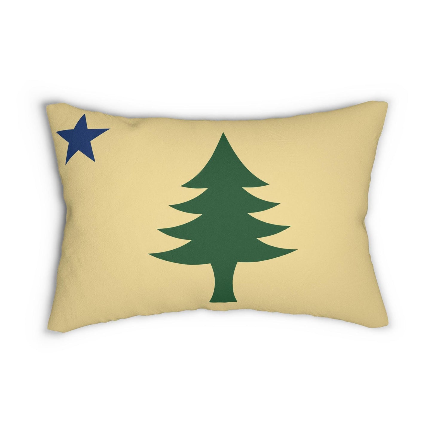 Maine State Flag Pine Tree with Star Lumbar Pillow | Spun Polyester