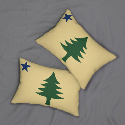 Maine State Flag Pine Tree with Star Lumbar Pillow | Spun Polyester