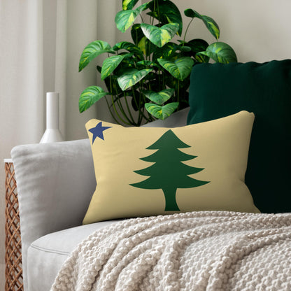 Maine State Flag Pine Tree with Star Lumbar Pillow | Spun Polyester